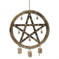 Decorative pentacle with hanging bells on a white background