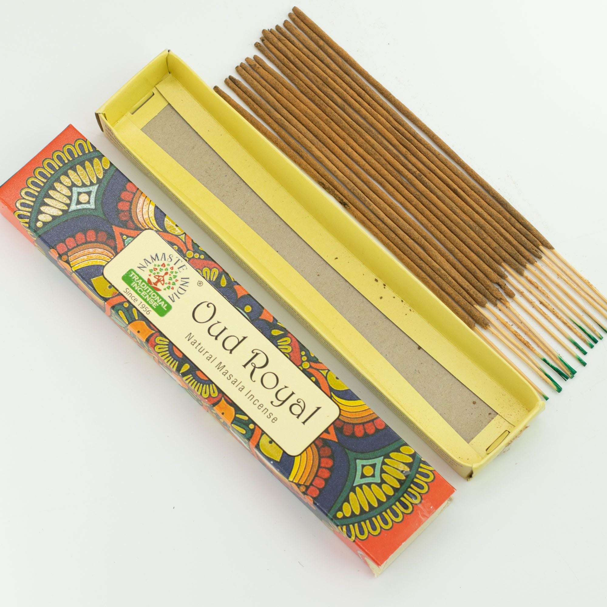 Oud Royal incense sticks with packaging on a white background