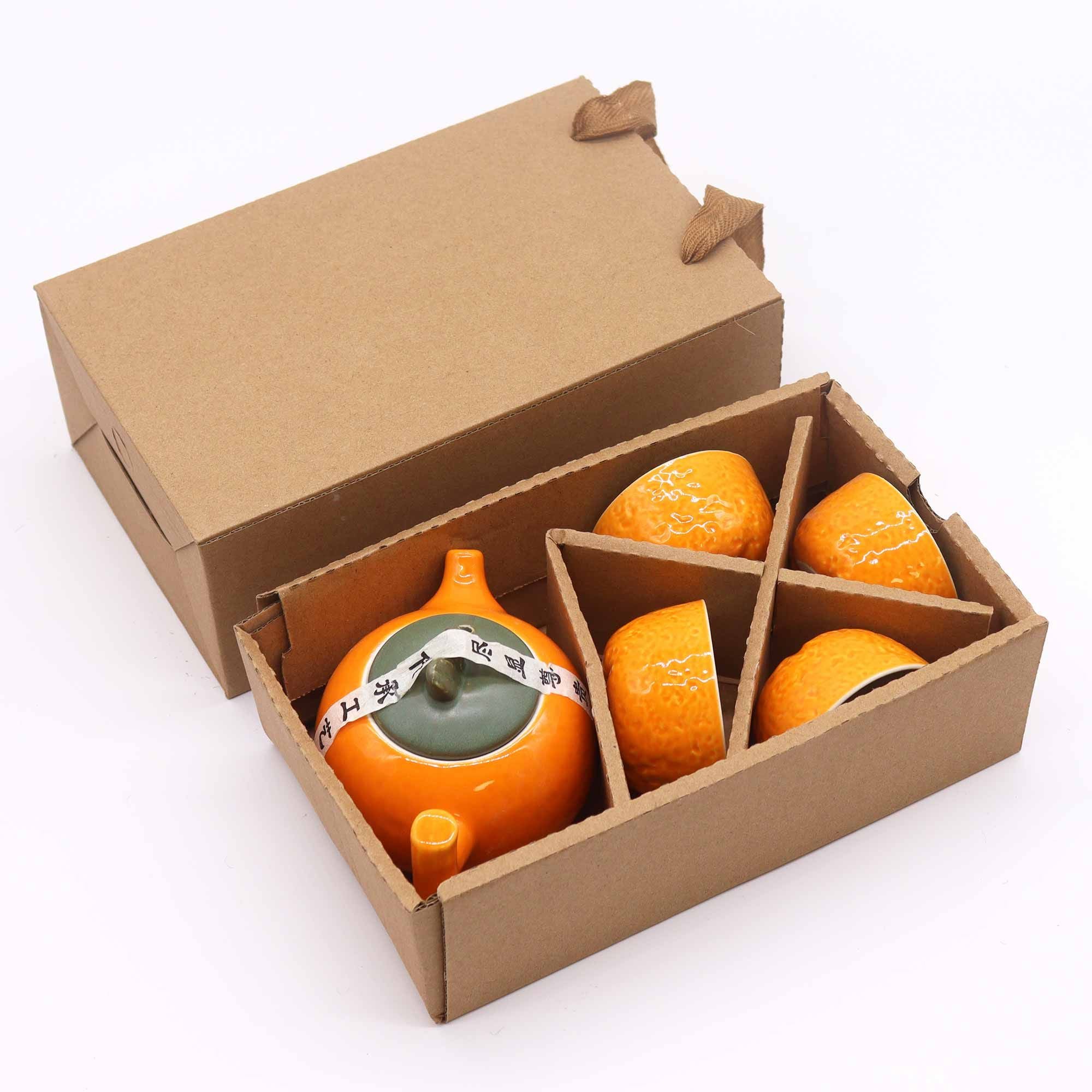 herbal-orange-teapot-set-pot-four-cups