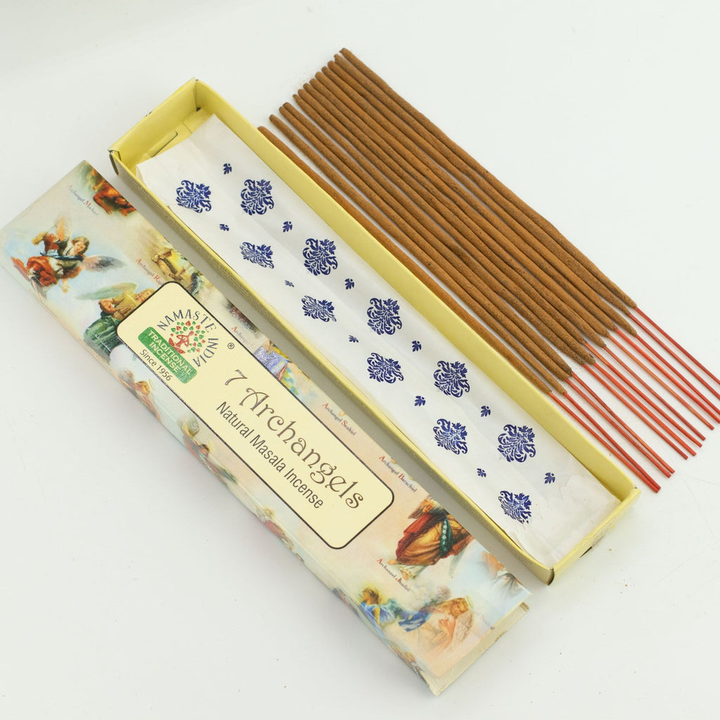 Incense sticks in a box labeled '7 Archangels' on a white background