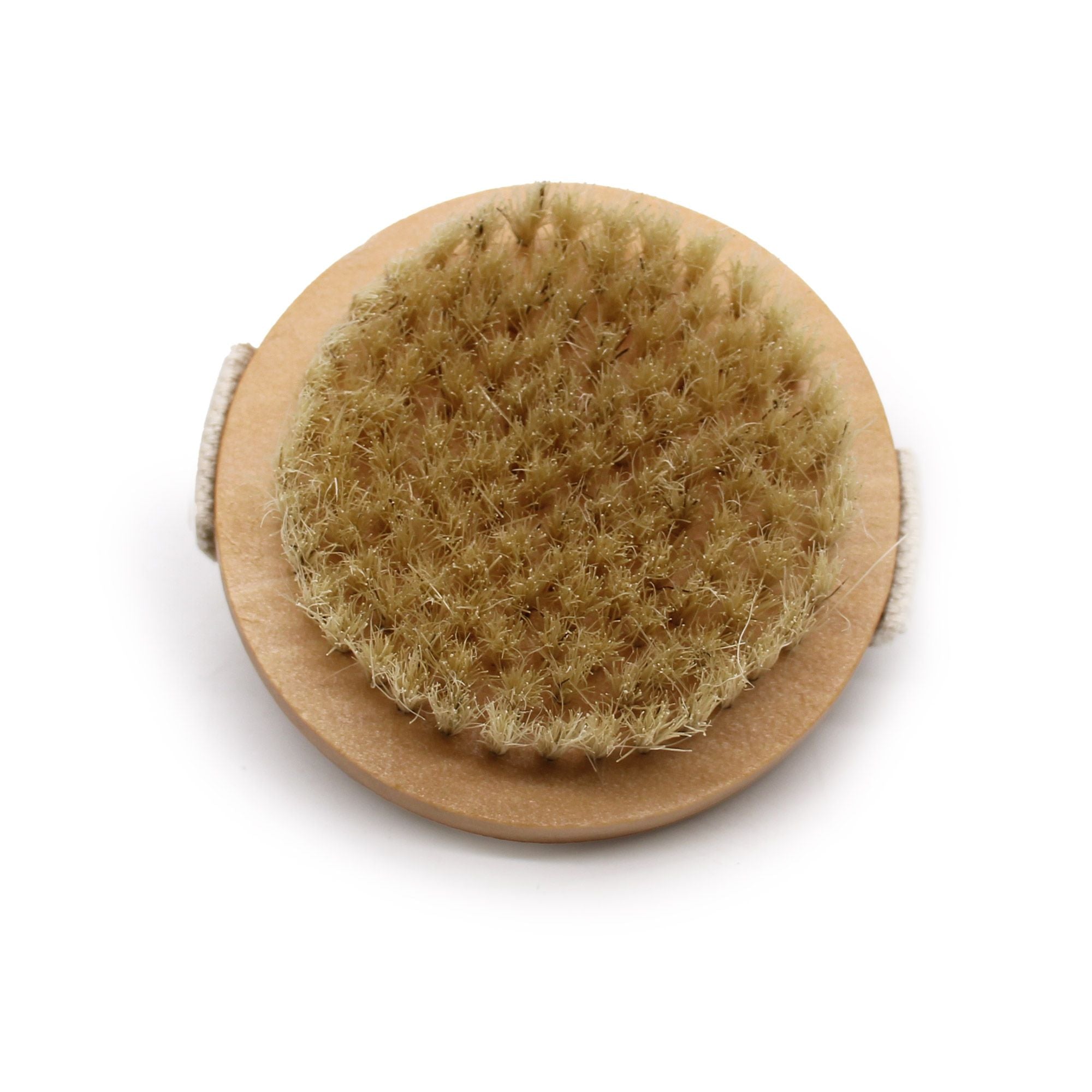 Round natural bristle brush on a white background