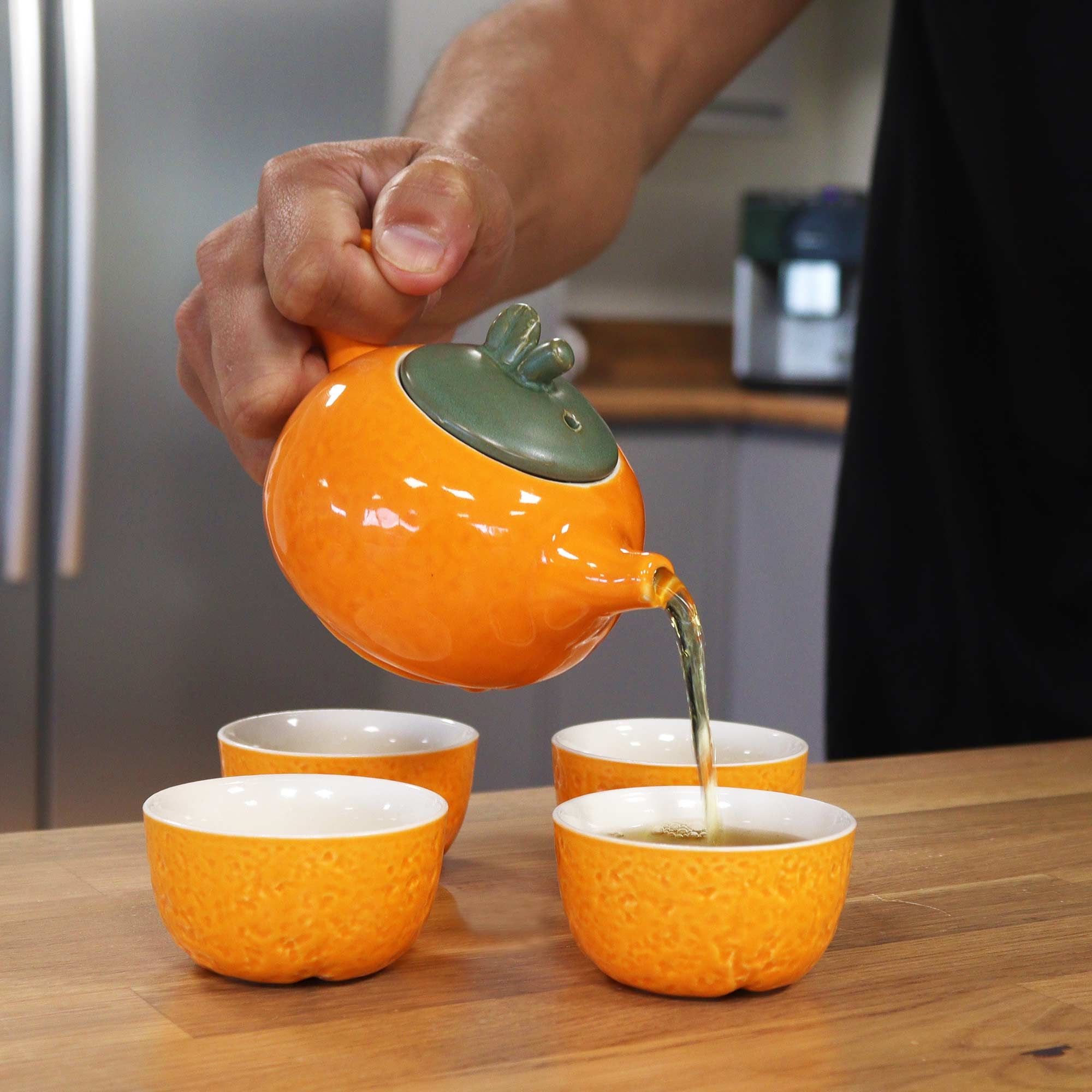 herbal-orange-teapot-set-pot-four-cups