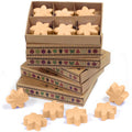 Star-shaped wooden toys with packaging on a white background