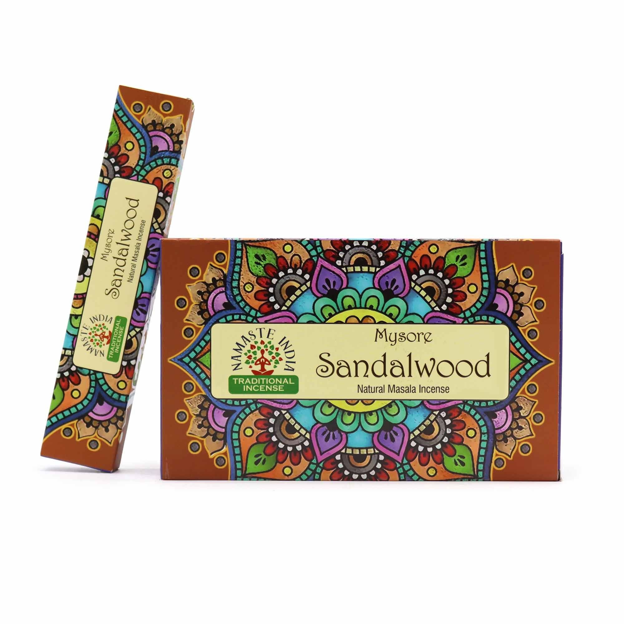 Mysore Sandalwood incense stick and packaging on a white background