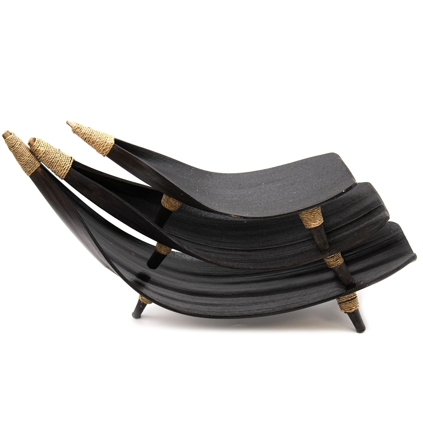 Black hammock with gold accents on a white background