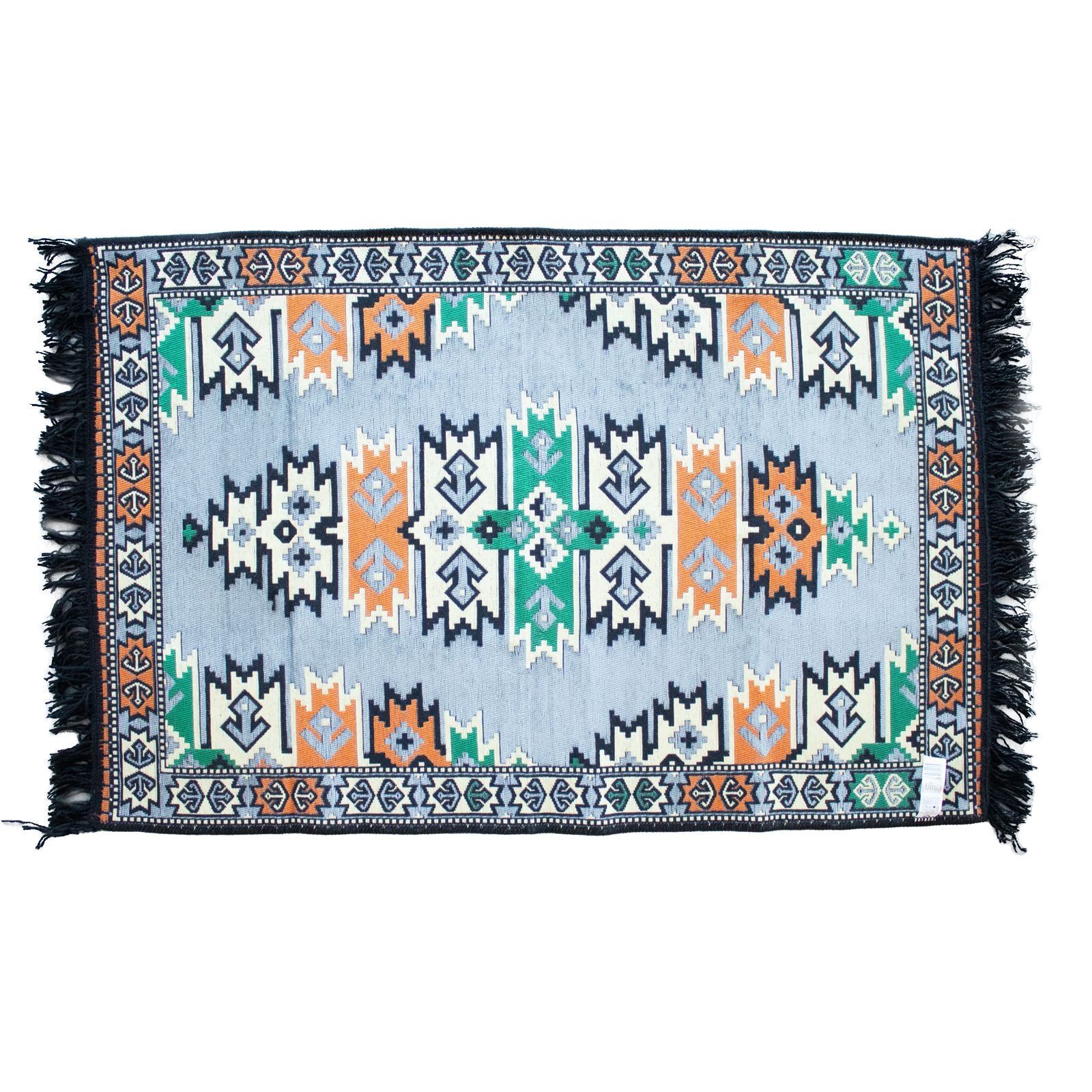 Decorative rug with geometric pattern on a white background