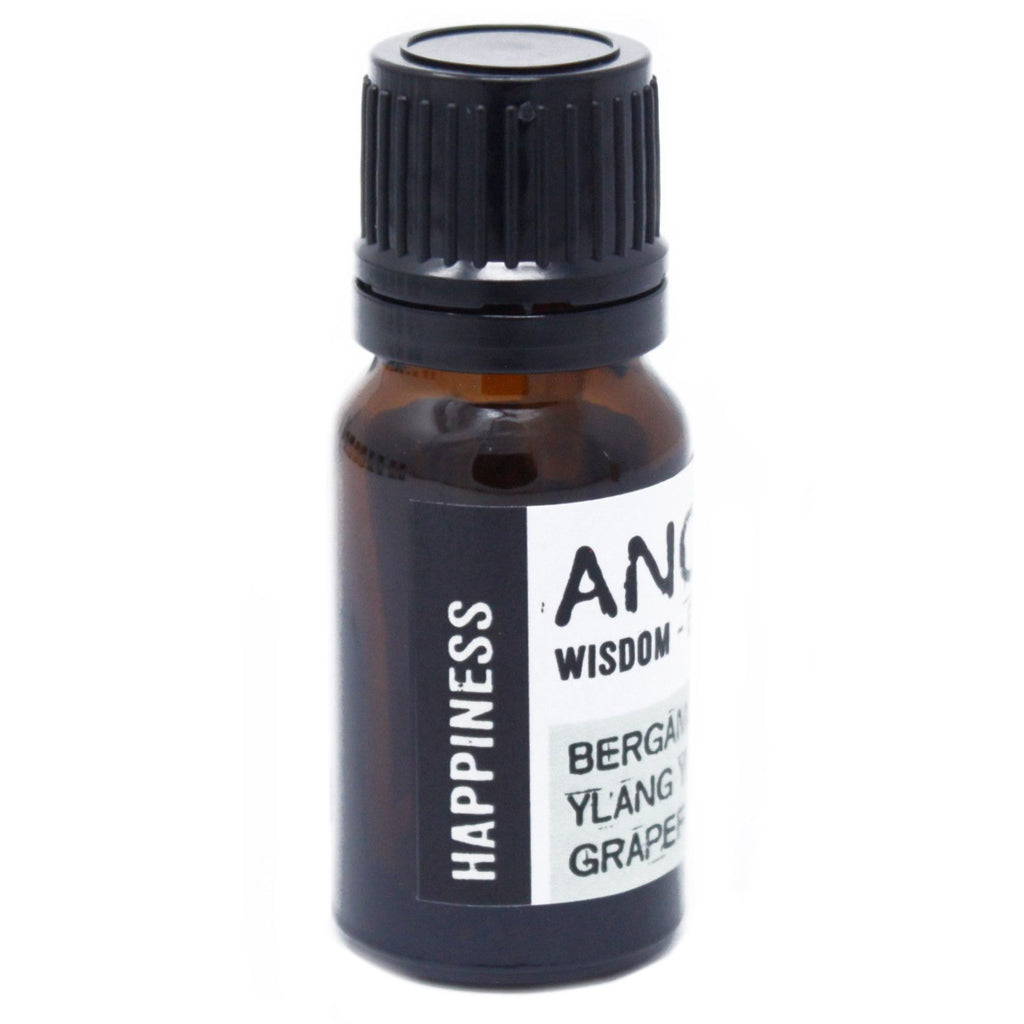 Small amber glass bottle with a black cap on a white background