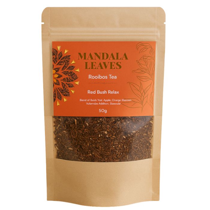 Mandala Leaves Rooibos Tea package on a white background