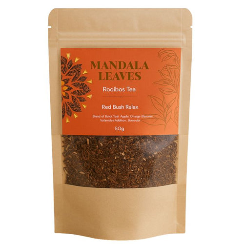 Mandala Leaves Rooibos Tea package on a white background