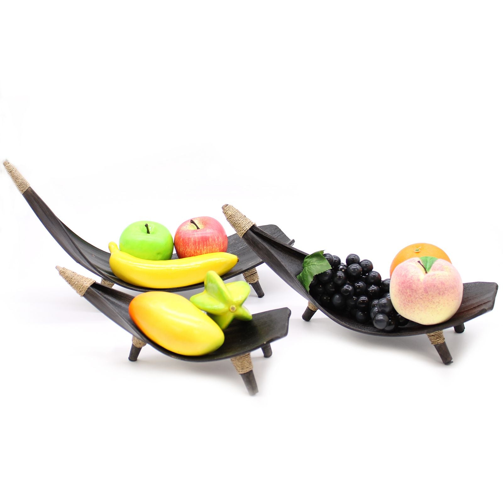 Fruit display set with fruits on a white background