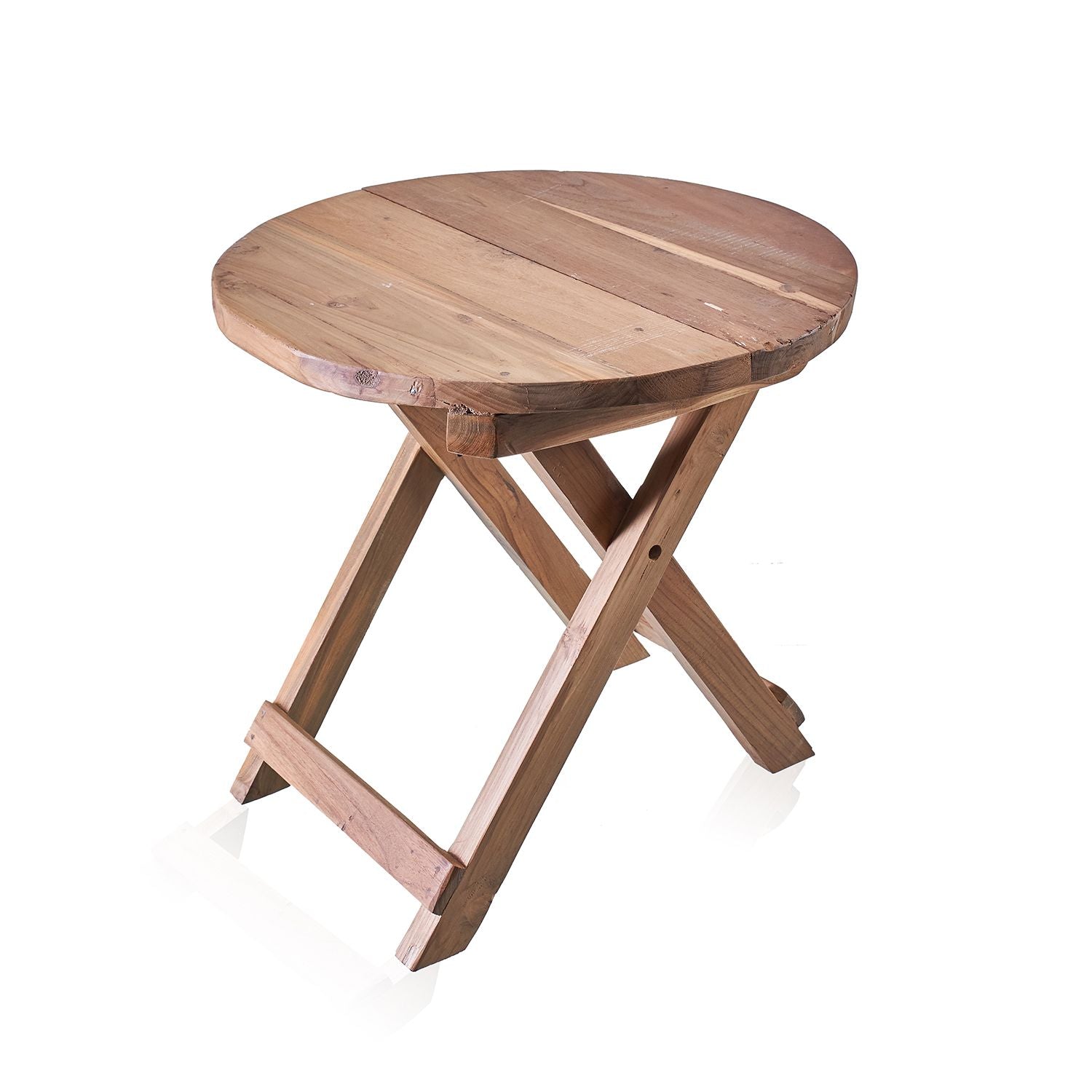 Wooden folding table on a white background