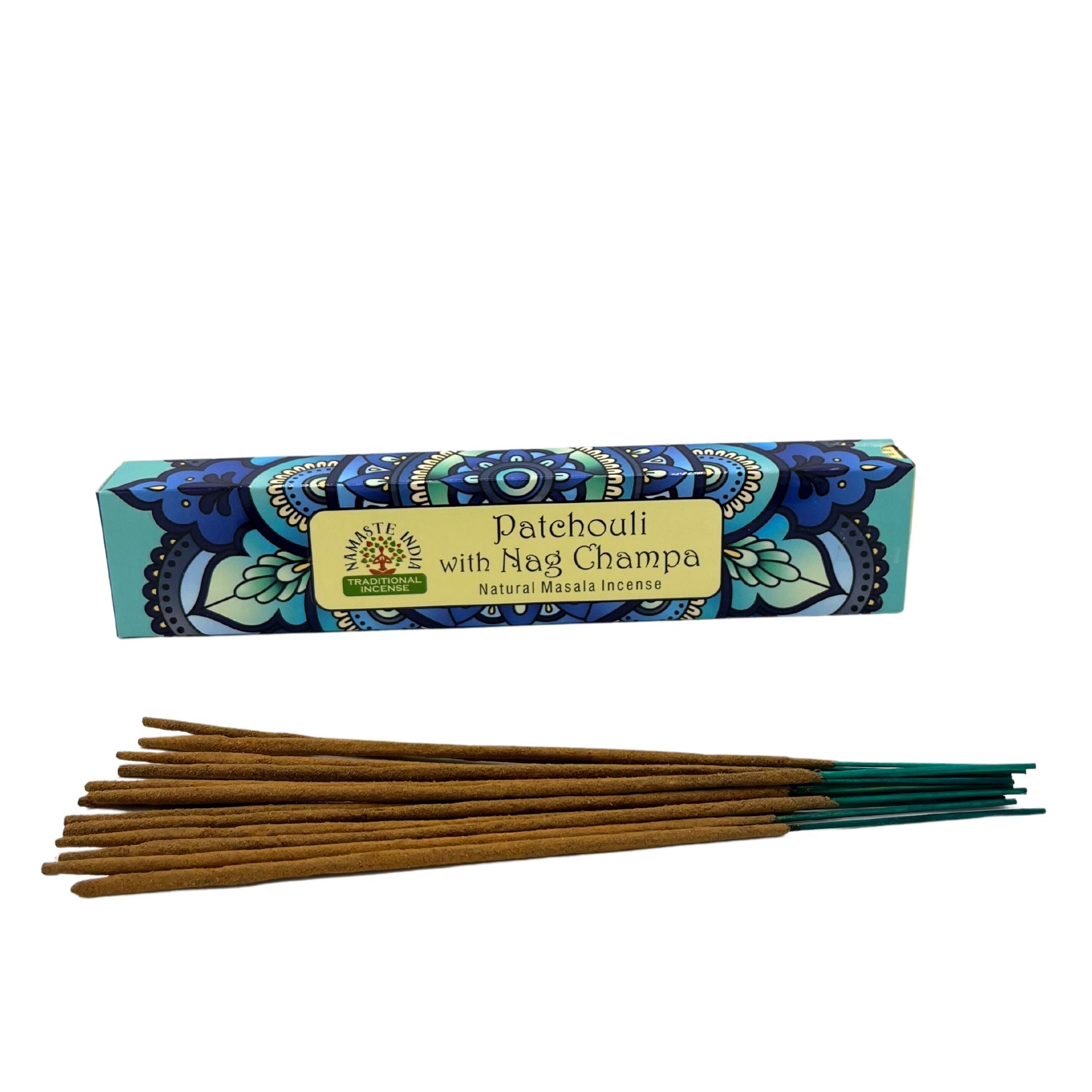 Incense sticks with their packaging on a white background