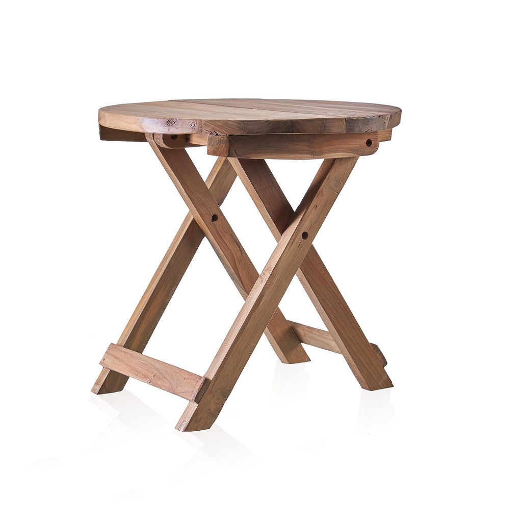 Wooden folding table on a white background