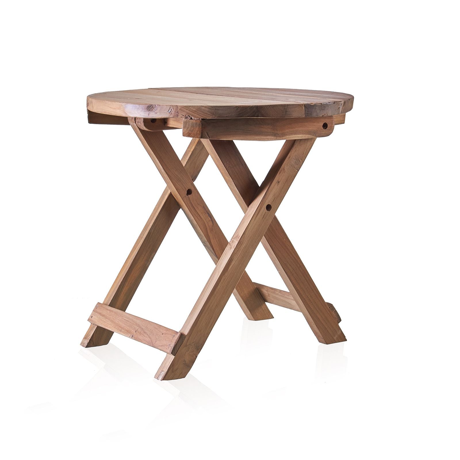 Wooden folding table on a white background