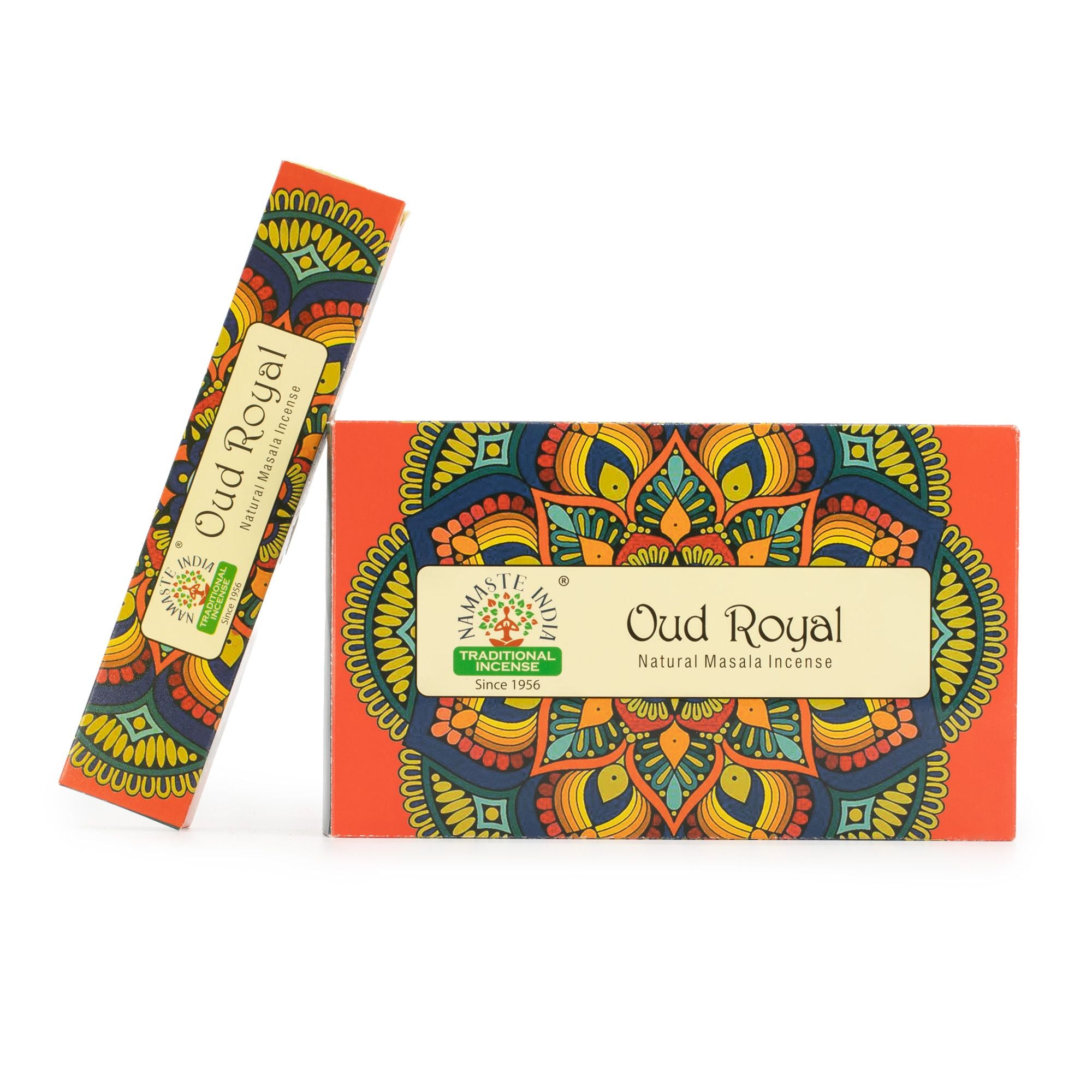 Oud Royal incense stick and packaging on a white background