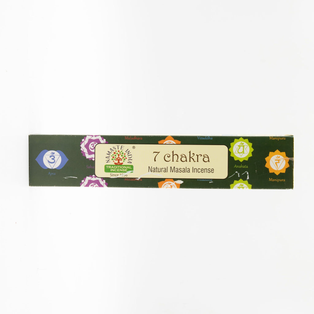 Box of 7 Chakra natural masala incense on a white background