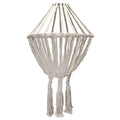 Macrame lampshade with tassels on a white background
