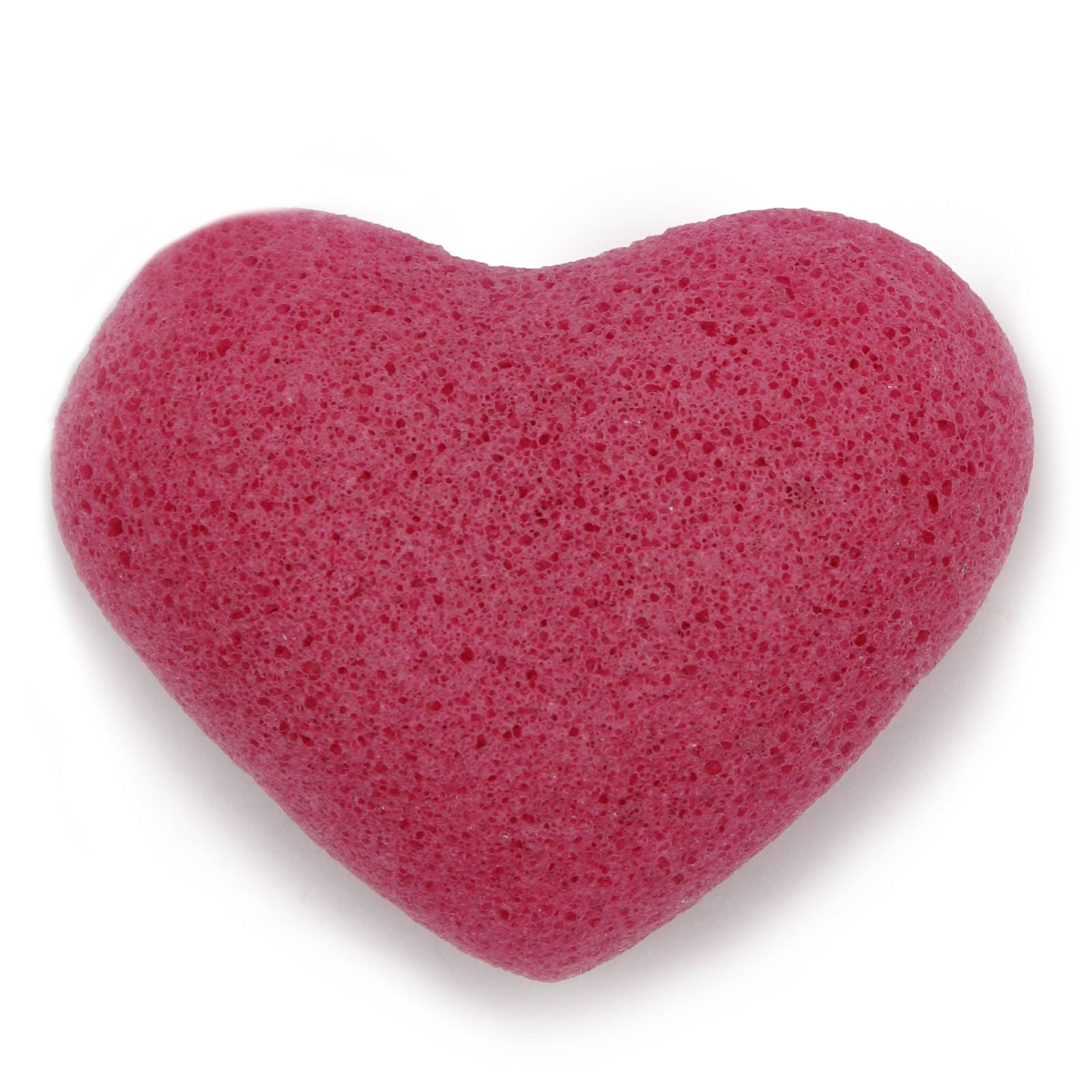 Heart-shaped pink sponge on a white background