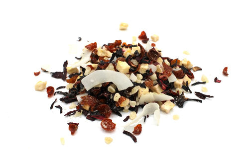 Assorted dried fruits and nuts on a white background