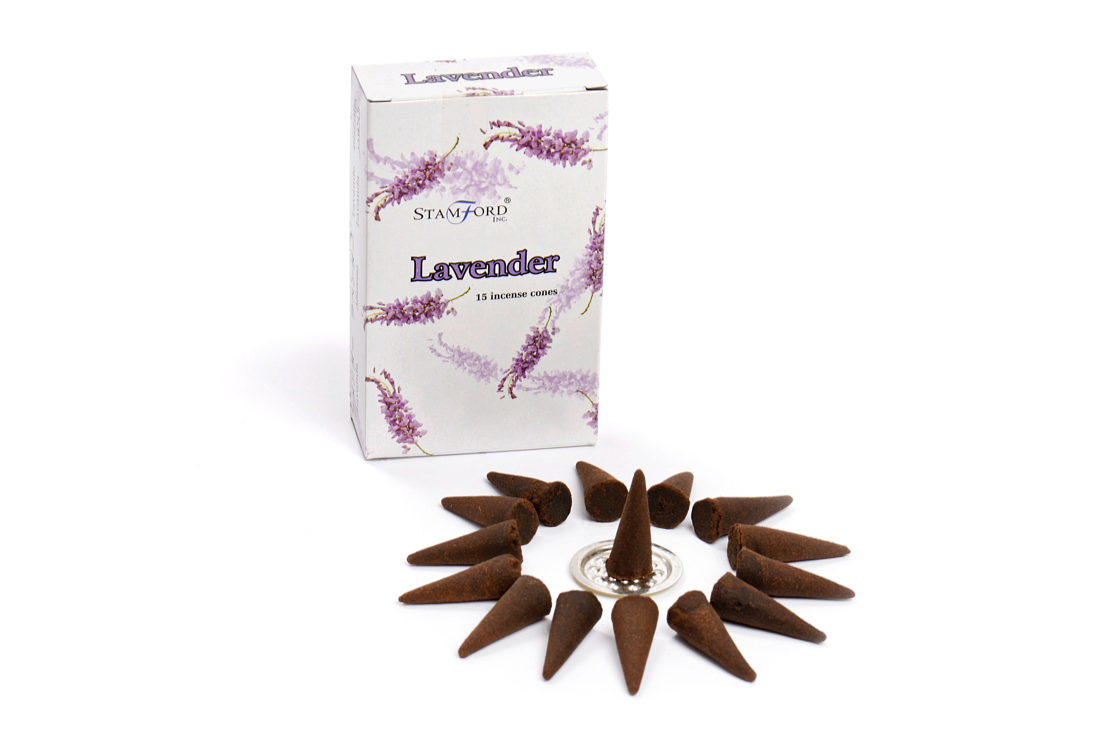 Aloe Vera incense cones with Stamford Aloe Vera packaging on a white background