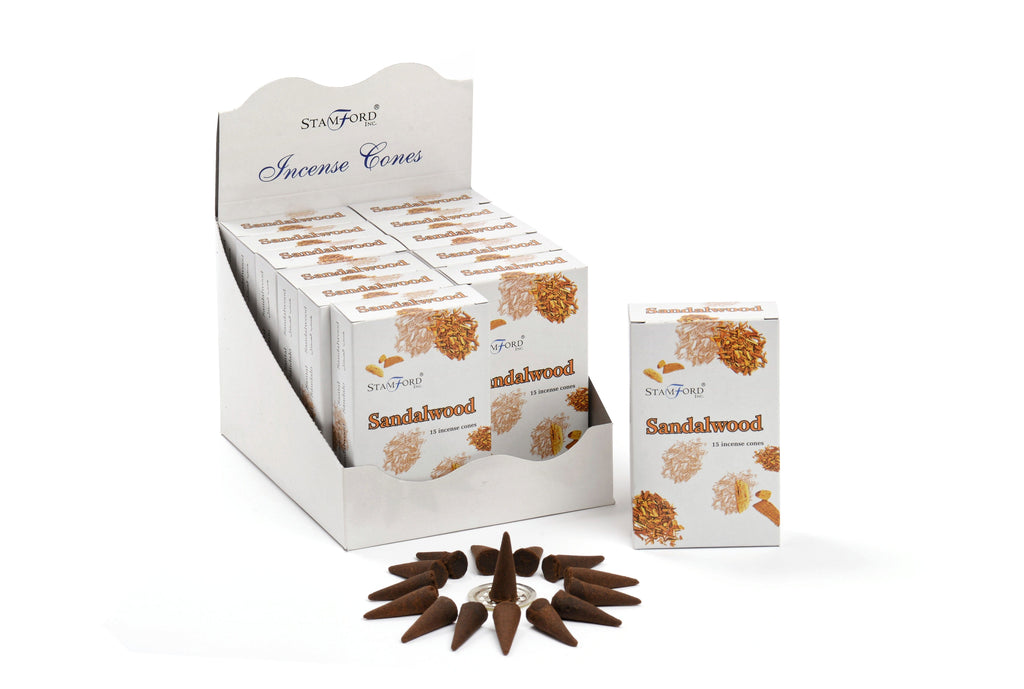 Stanford Sandalwood incense cones packaging on a white background
