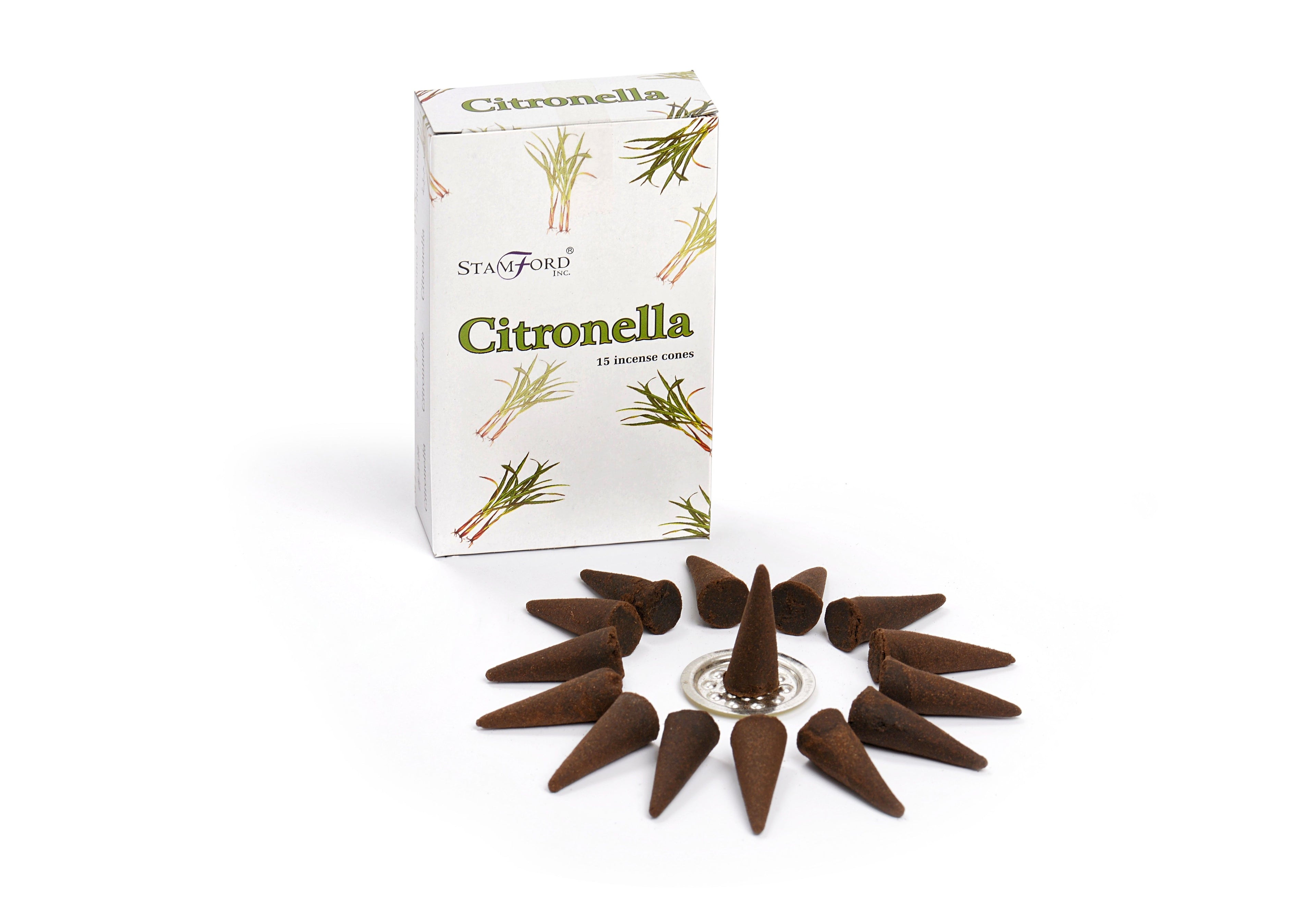 Jasmine incense cones with packaging on a white background