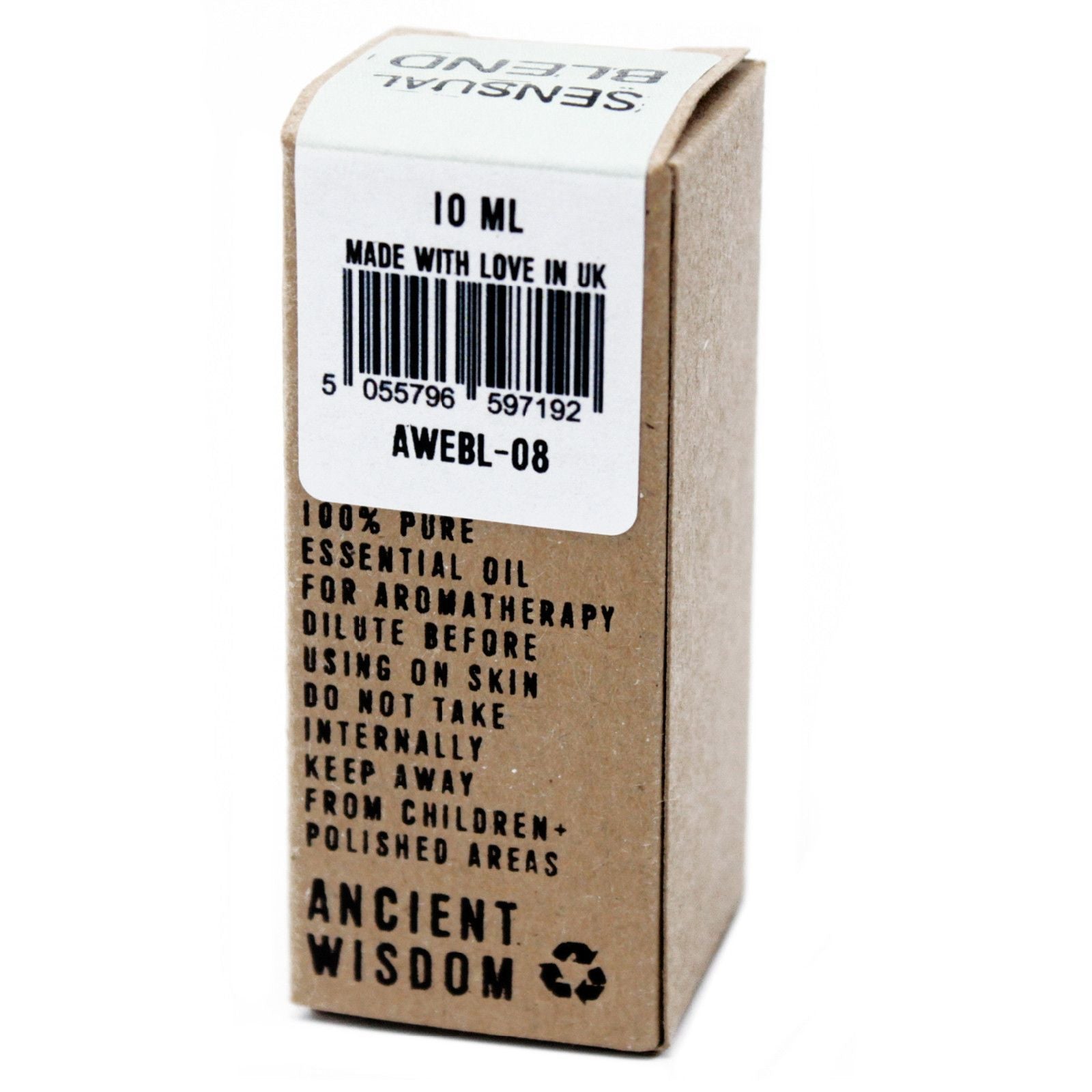 Small cardboard box with a label on a white background