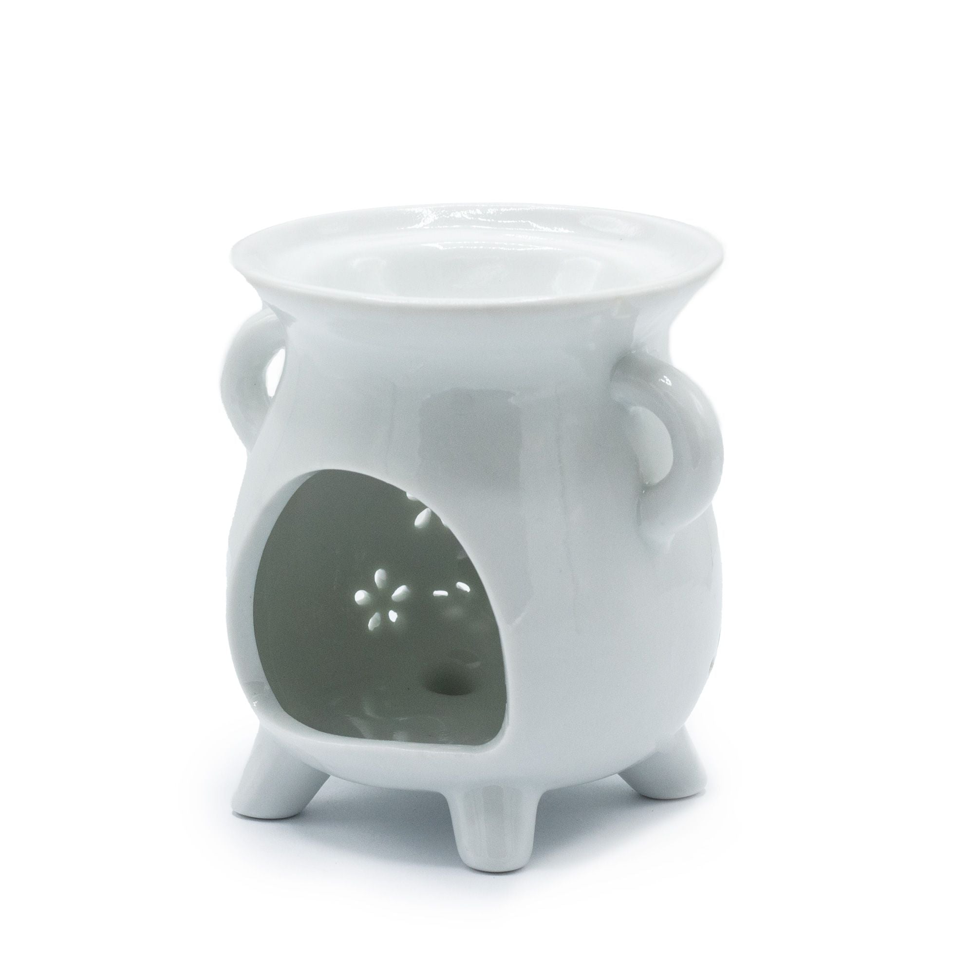 White ceramic oil burner on a white background